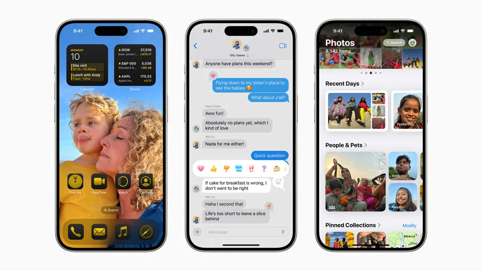 O iOS 18 oferece novas maneiras de personalizar o iPhone, mais formas de manter contato no Mensagens, a maior reformulação do app Fotos até hoje e muito mais.