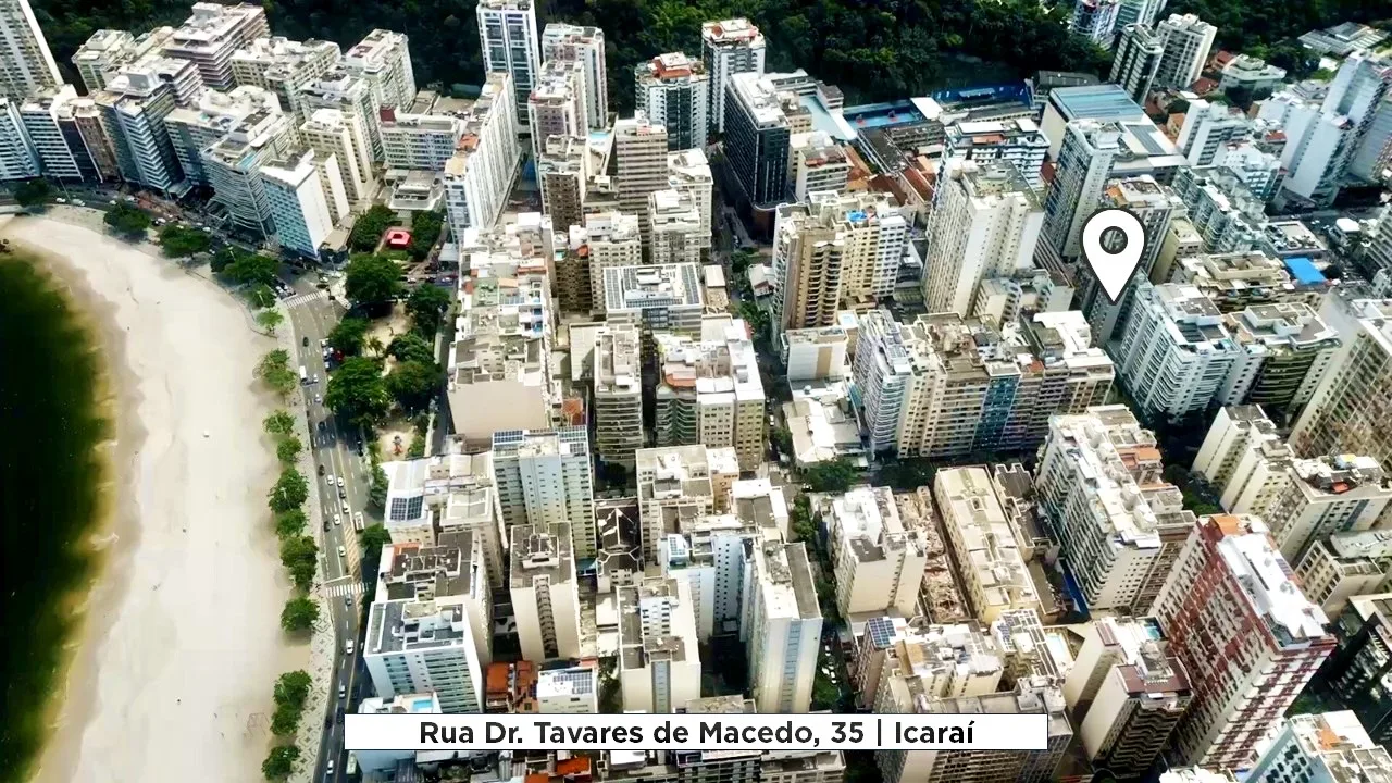 Localização do OKA Icaraí Studios, na Rua Dr. Tavares de Macedo, 35, em Icaraí, Zona Sul de Niterói.