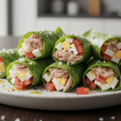 Rolinhos recheados com atum para um jantar fácil, sem farinha e sem assar