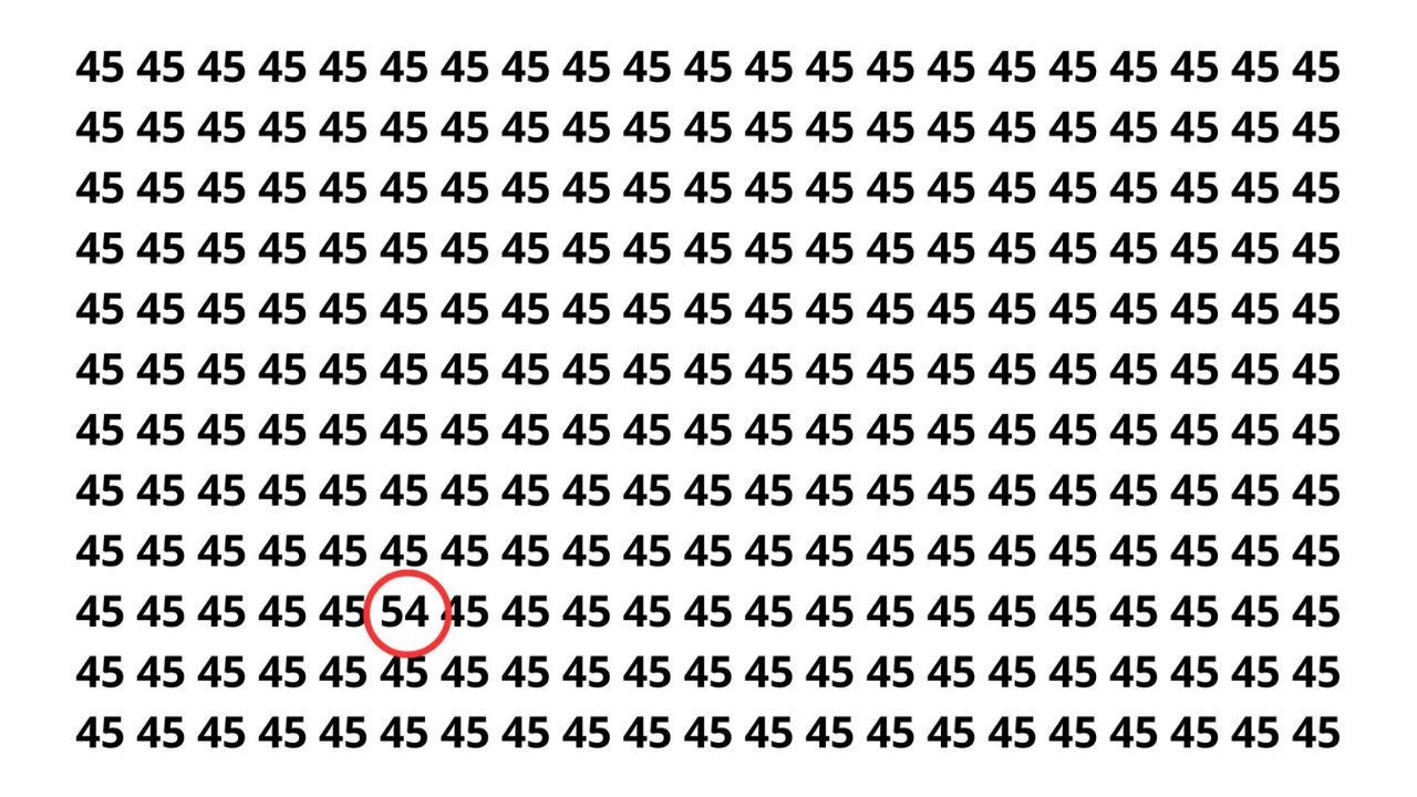 Você consegue achar o número diferente entre os 54 em menos de 8 segundos?