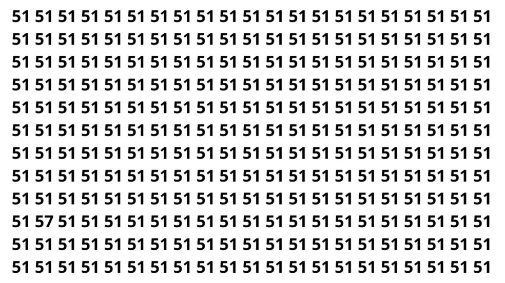 Você consegue achar o número 57 em 5 segundos? Você consegue achar o número 57 em 5 segundos?