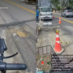 Ciclista se fere após cair em buraco em Niterói