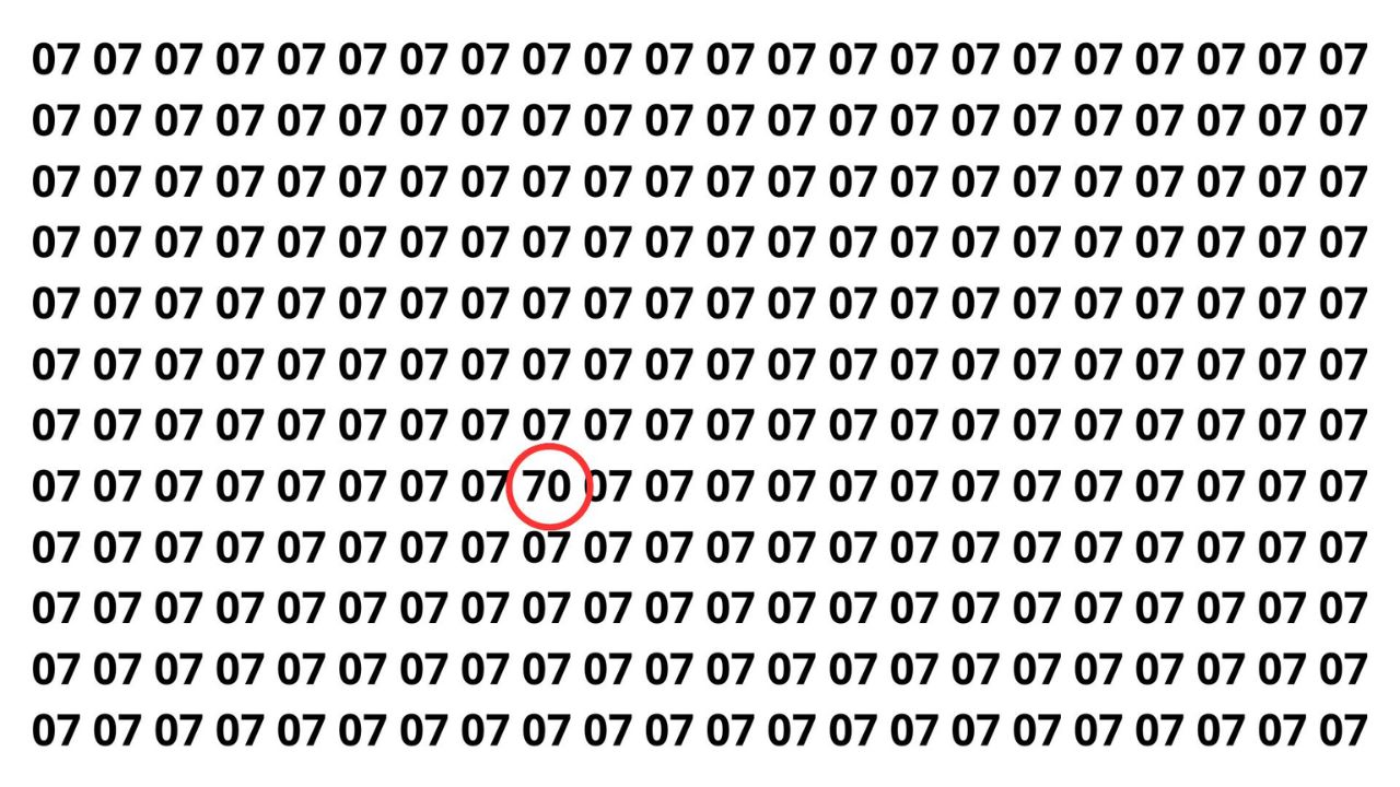 Encontre o 70 entre os 07 antes que o tempo acabe