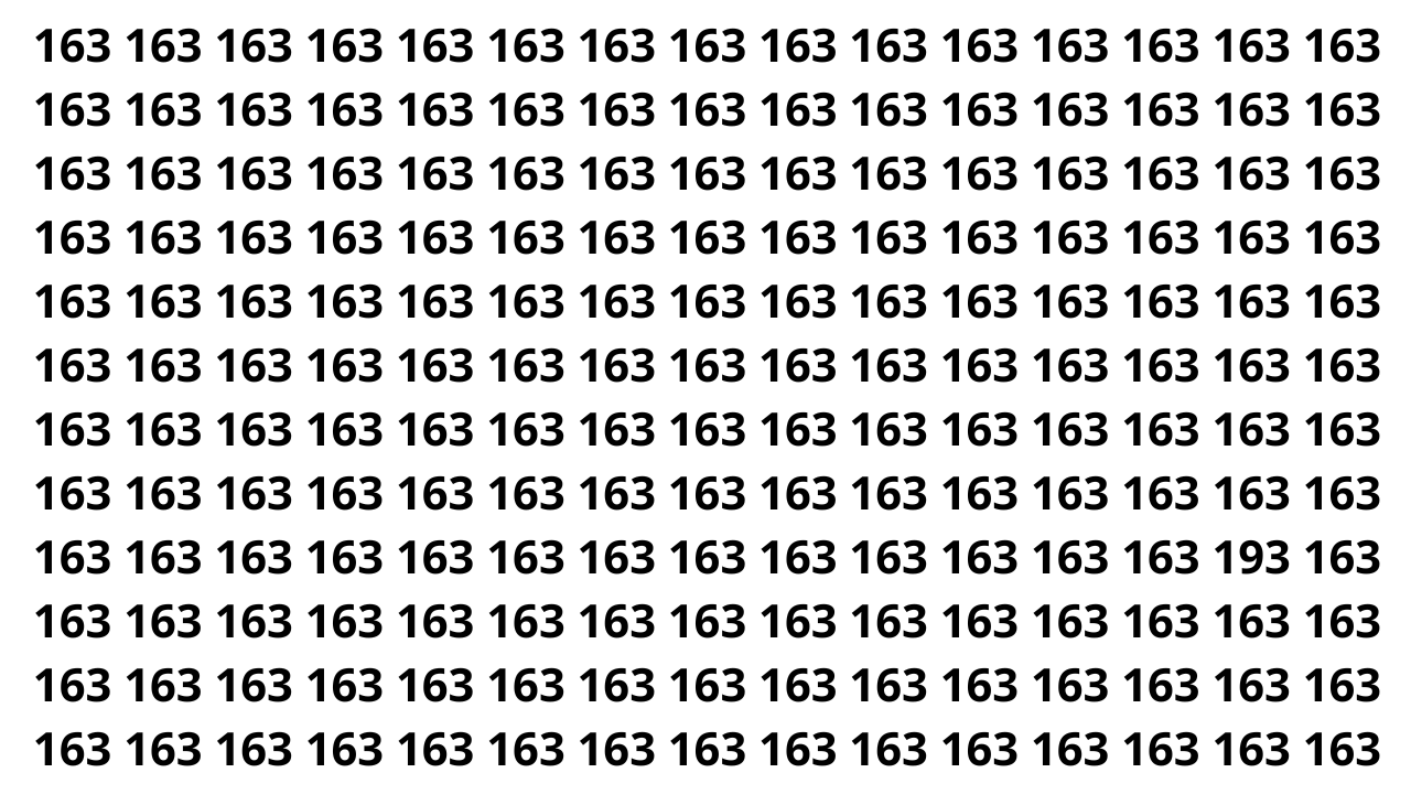 Você consegue achar o número 193 entre vários 163 em 8 segundos?