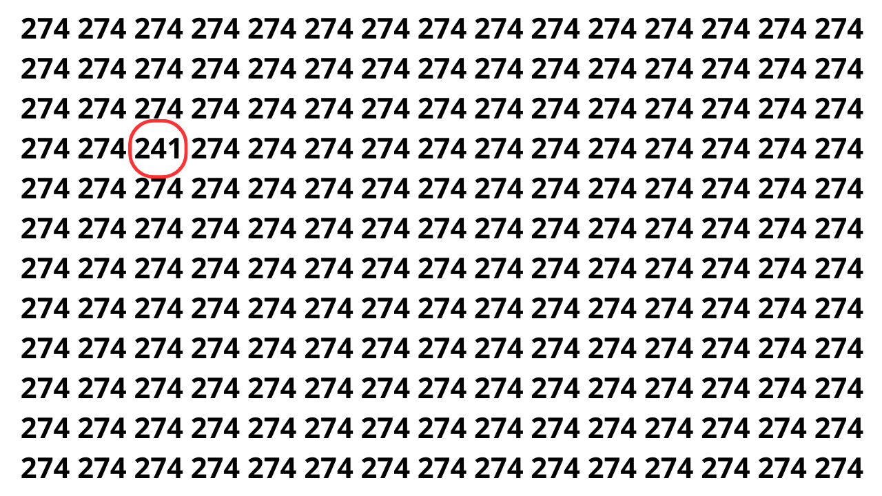 Atenção máxima: consegue achar o número 241 em 5 segundos?