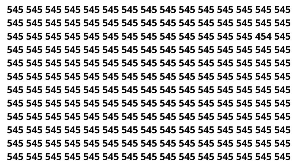 Apenas os mais atentos identificam o número 454 rapidamente Apenas os mais atentos identificam o número 454 rapidamente