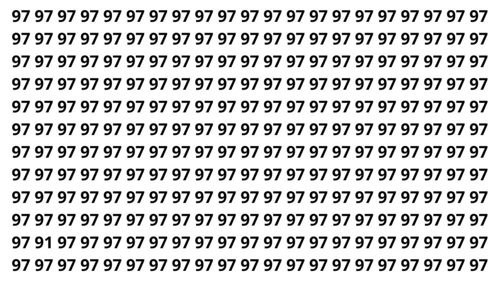 Só 5 em cada 20 pessoas encontram o número 91 neste puzzle Só 5 em cada 20 pessoas encontram o número 91 neste puzzle