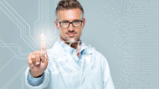 Homem tocando conceito de tecnologia - Créditos: depositphotos.com / IgorVetushko