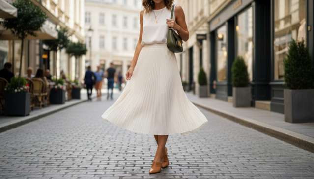 Comprimento midi que oferece liberdade de movimento e proteção solar