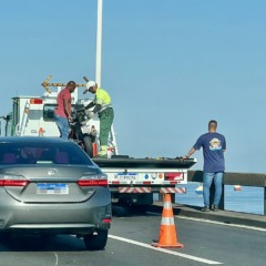 Ocorrência na Ponte Rio-Niterói na manhã desta sexta-feira (28). Foto: Cidade de Niterói 