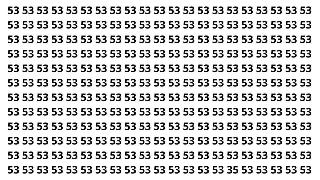 Encontre o n&uacute;mero 35 entre v&aacute;rios 53 em menos de 8 segundos