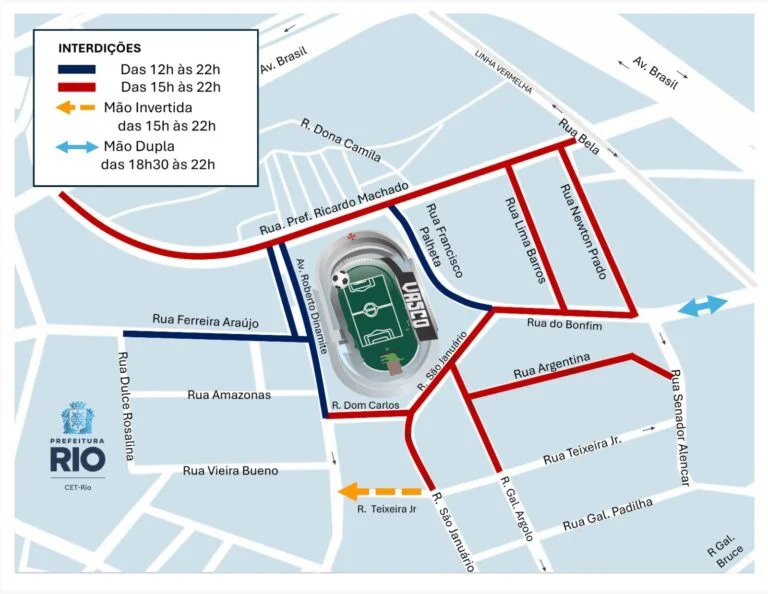 Rio de Janeiro terá interdições no entorno de São Januário Rio de Janeiro terá interdições no entorno de São Januário