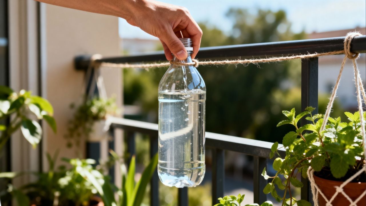 Deixe garrafas com &aacute;gua e vinagre penduradas na varanda e o resultado vai te surpreender