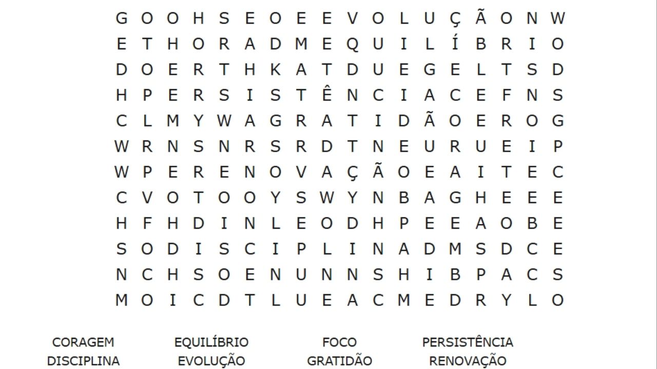 Desafio ca&ccedil;a palavras: encontre as 8 palavras em 80 segundos