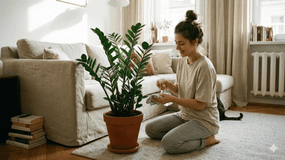 O primeiro passo para plantar zamioculca é escolher um vaso com furos de drenagem