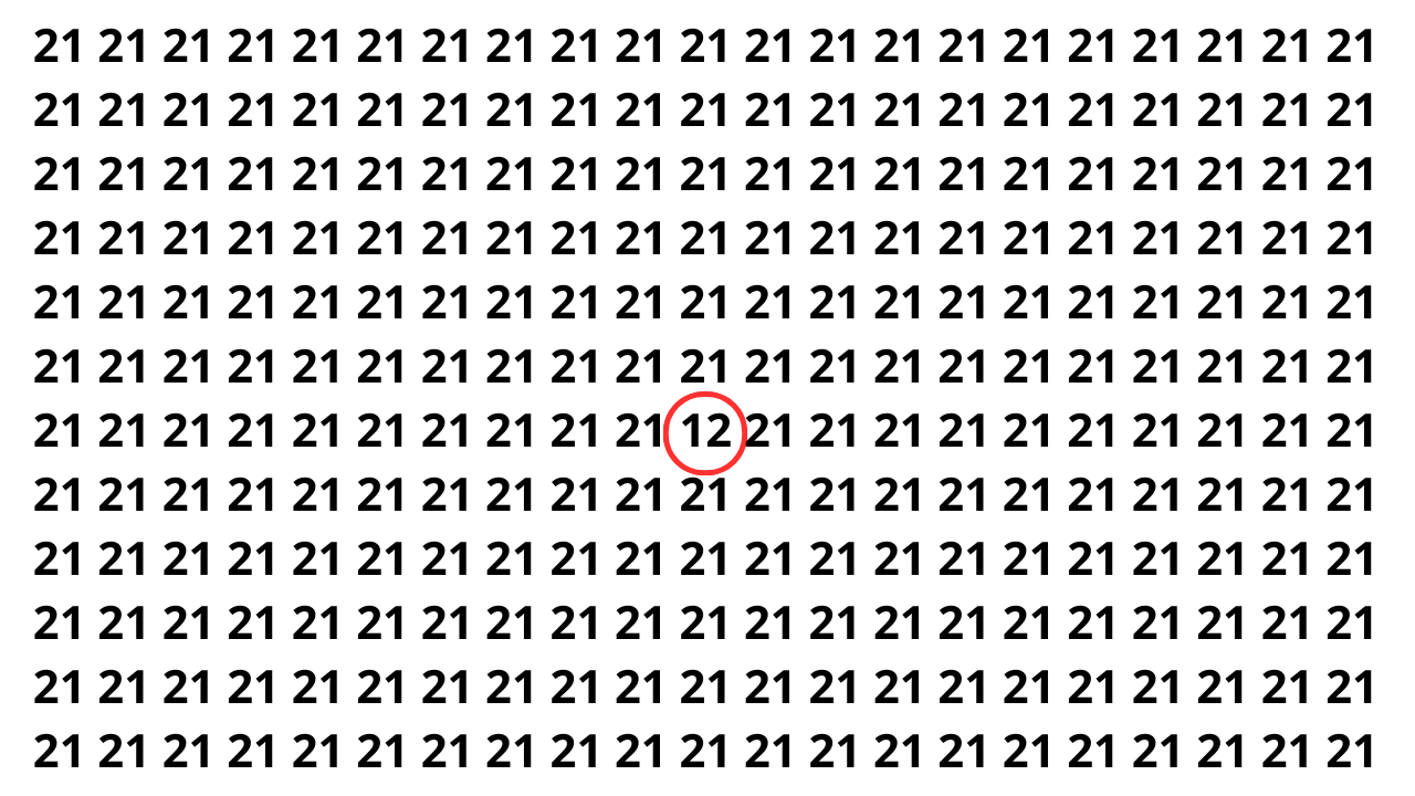 Encontre o número 12 entre os 21 em 6 segundos