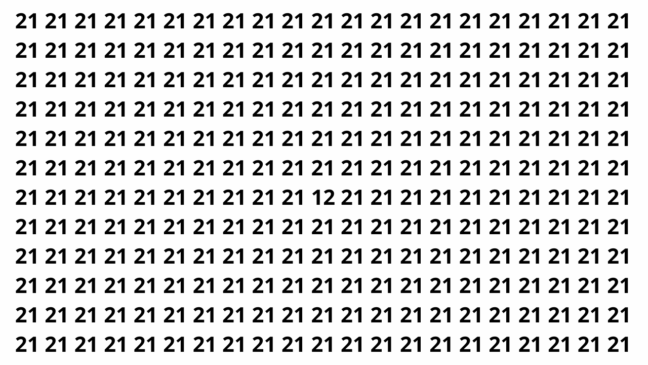 Encontre o número 12 entre os 21 em 6 segundos