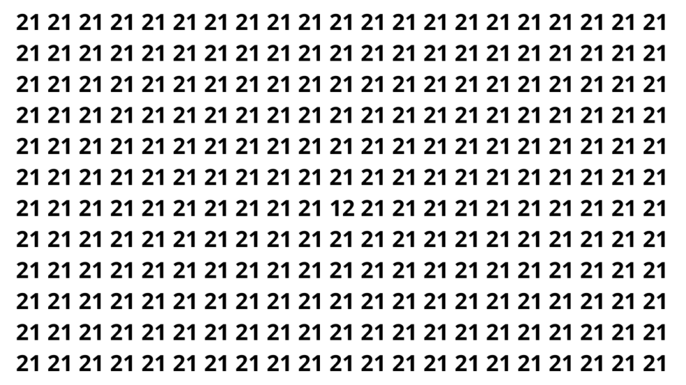 Encontre o número 12 entre os 21 em 6 segundos Encontre o número 12 entre os 21 em 6 segundos