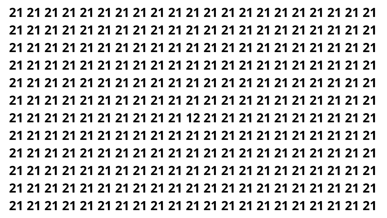 Encontre o número 12 entre os 21 em 6 segundos