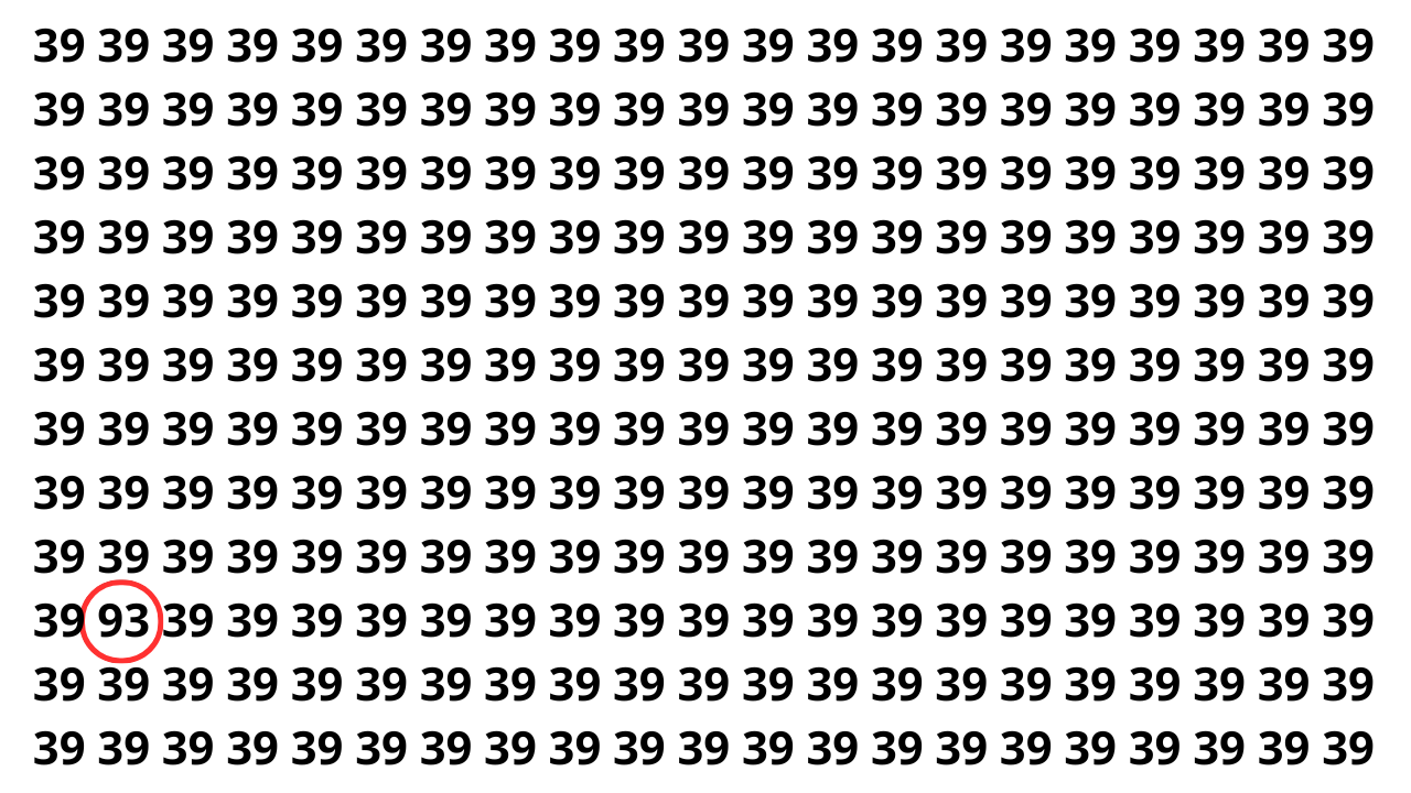 Onde está o número diferente nesta ilusão de ótica?