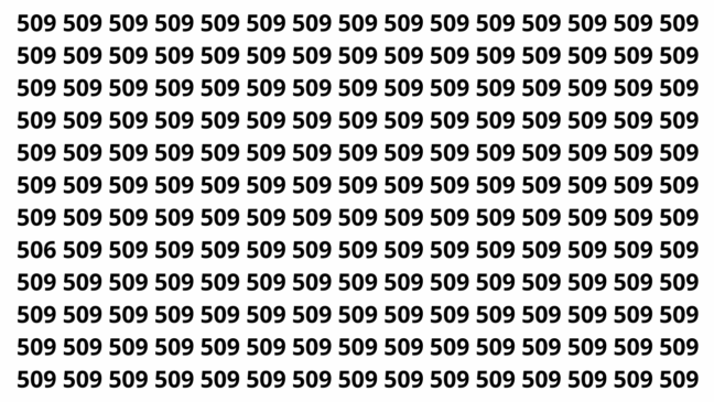 Puzzle relâmpago: encontre o número 506 entre dezenas de 509