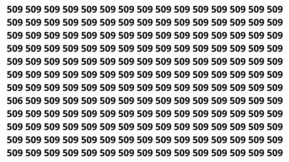 Puzzle relâmpago: encontre o número 506 entre dezenas de 509 Puzzle relâmpago: encontre o número 506 entre dezenas de 509