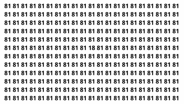 Encontre o número 18 escondido entre vários 81 em 5 segundos