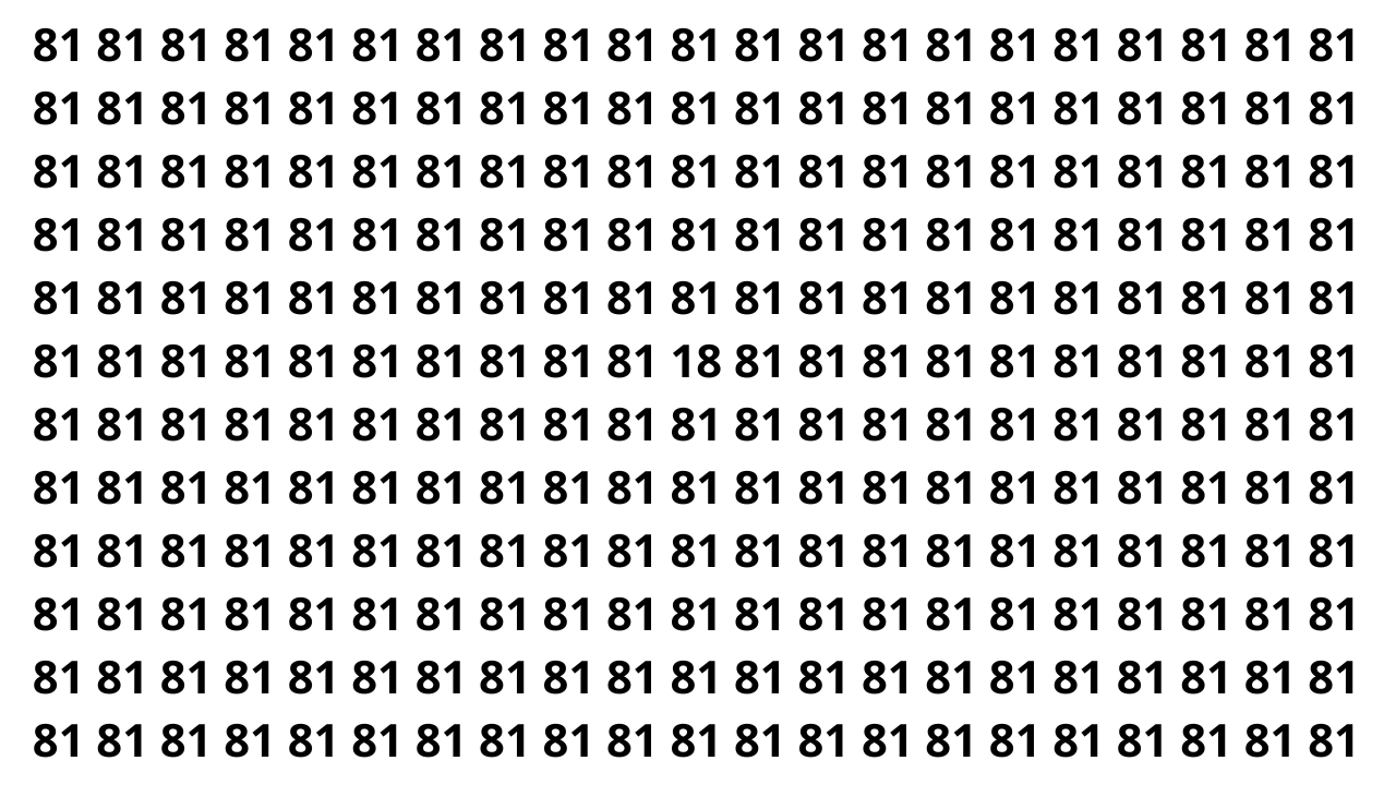 Encontre o número 18 escondido entre vários 81 em 5 segundos