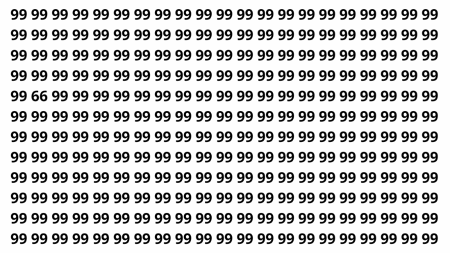 Encontre o número 66 escondido entre vários 99 em 5 segundos