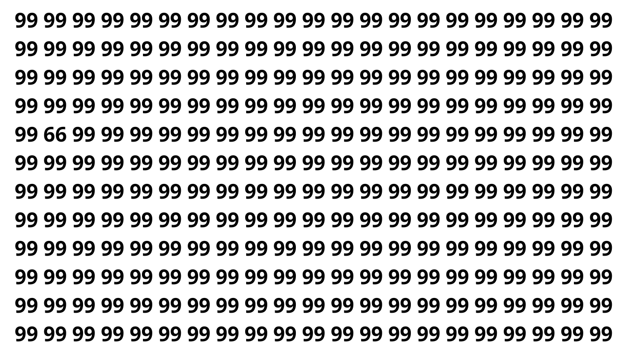 Encontre o n&uacute;mero 66 escondido entre v&aacute;rios 99 em 5 segundos