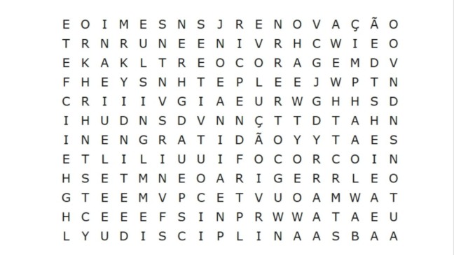 Você consegue encontrar essas 6 palavras no caça-palavras?