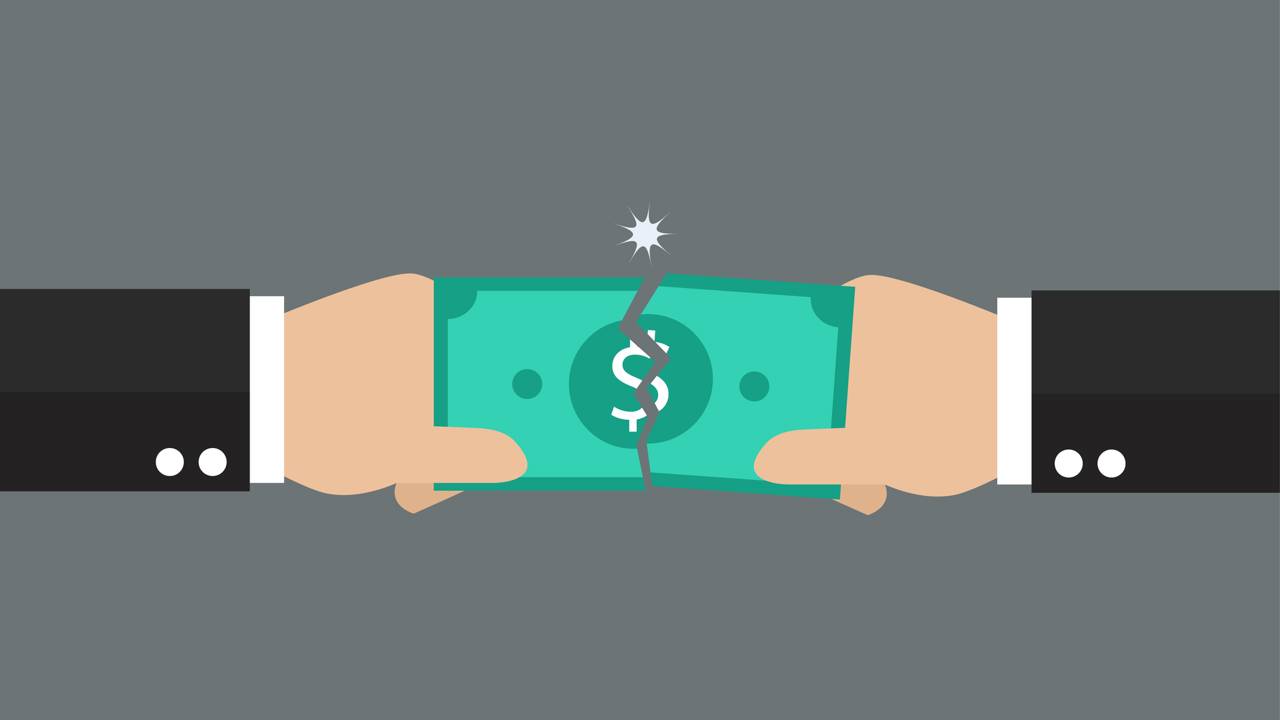 Imagem simb&oacute;lica de dinheiro rasgado ligada a perdas, inseguran&ccedil;a e revis&atilde;o de prioridades