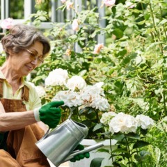 Combinação de flores ornamentais e ervas aromáticas em varanda viva.