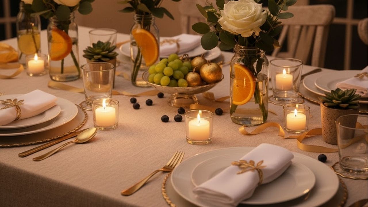 Mesa de Ano Novo linda e prática com o que você já tem em casa