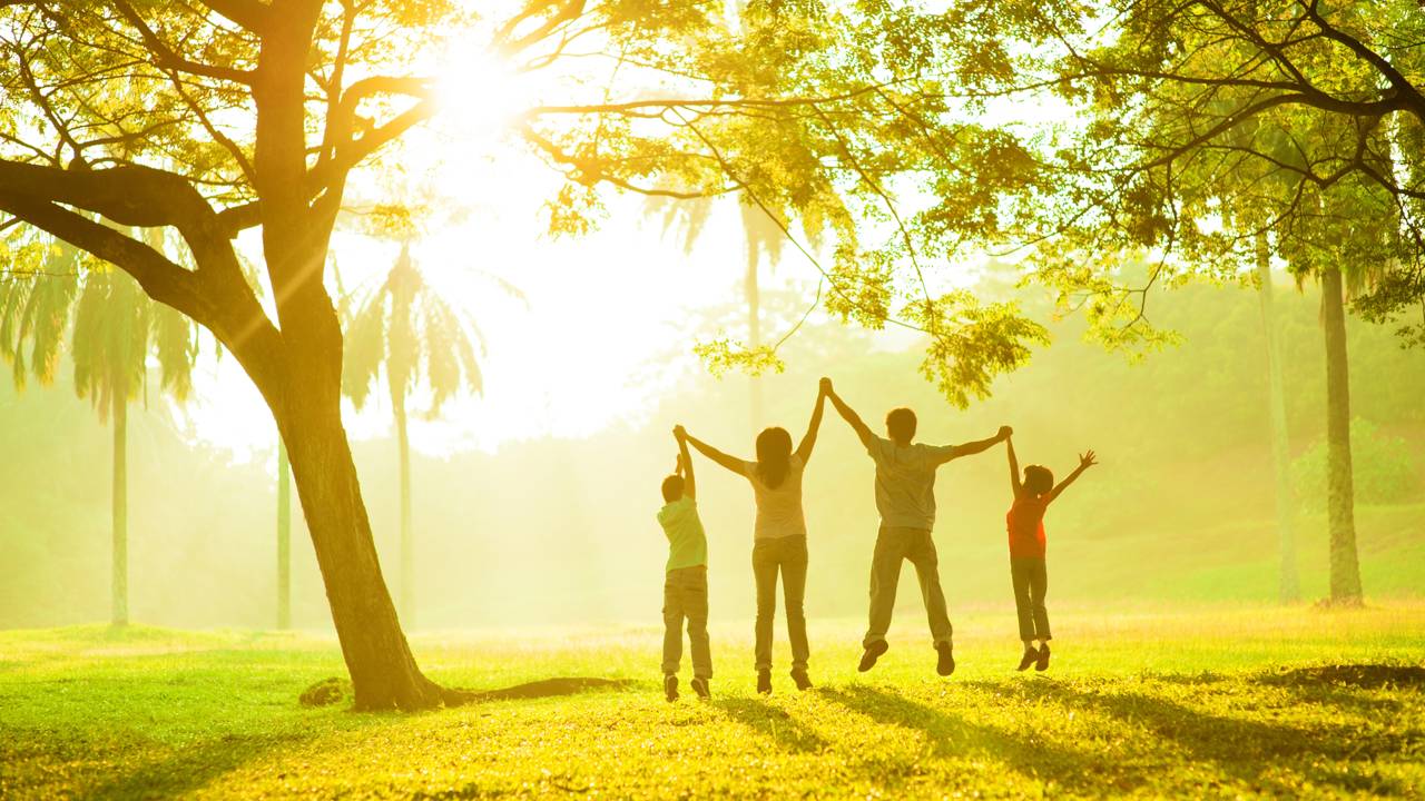 Amigos caminhando em &aacute;rea verde para aliviar a mente e reduzir o estresse di&aacute;rio