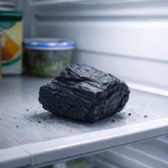 Carvão ativado usado para neutralizar cheiros fortes na geladeira doméstica