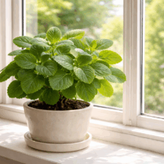Planta de boldo resistente ao calor cultivada em horta caseira