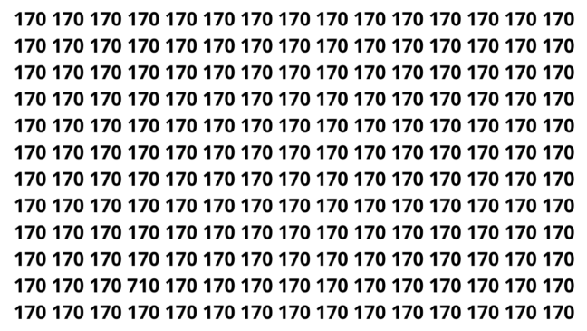 Encontre o 710 entre os números 170 em menos de 7 segundos