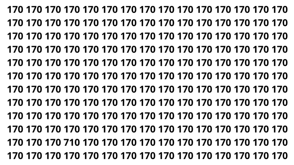 Encontre o 710 entre os números 170 em menos de 7 segundos Encontre o 710 entre os números 170 em menos de 7 segundos