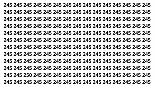 Encontre o número 250 entre os números 245 em menos de 5 segundos