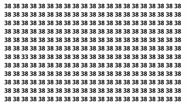 Encontre o 33 entre os números 38 em menos de 8 segundos