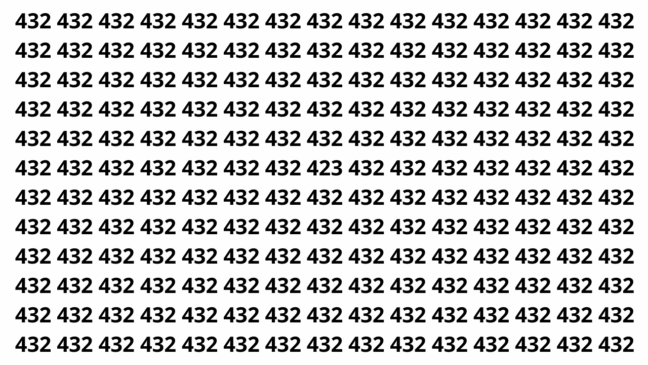 Encontre o 423 entre os números 432 em menos de 6 segundos