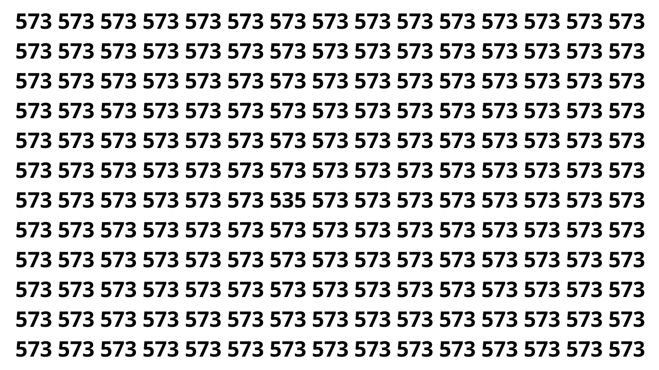 Encontre o 535 entre os n&uacute;meros 573 em menos de 8 segundos