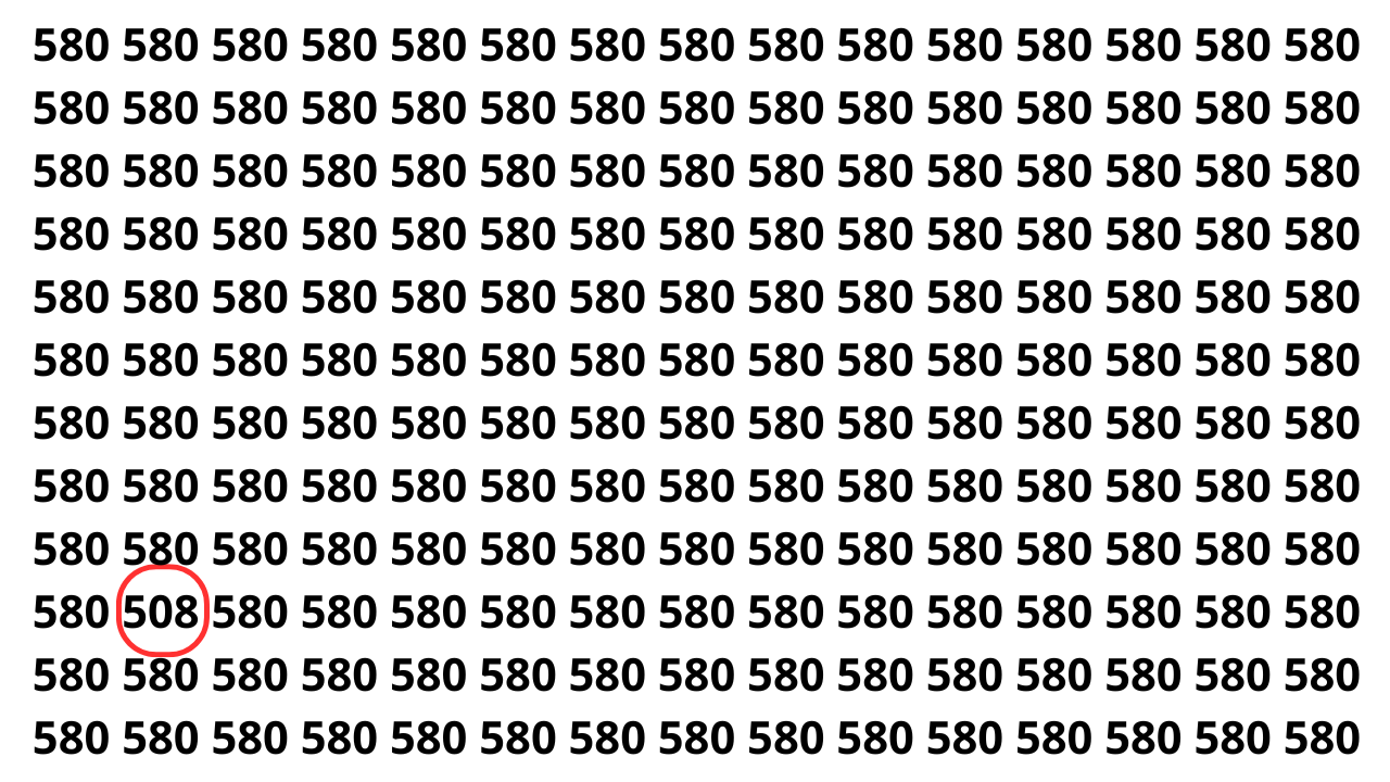 Encontre o 508 entre v&aacute;rios 580 antes que o tempo acabe