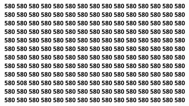 Encontre o 508 entre vários 580 antes que o tempo acabe