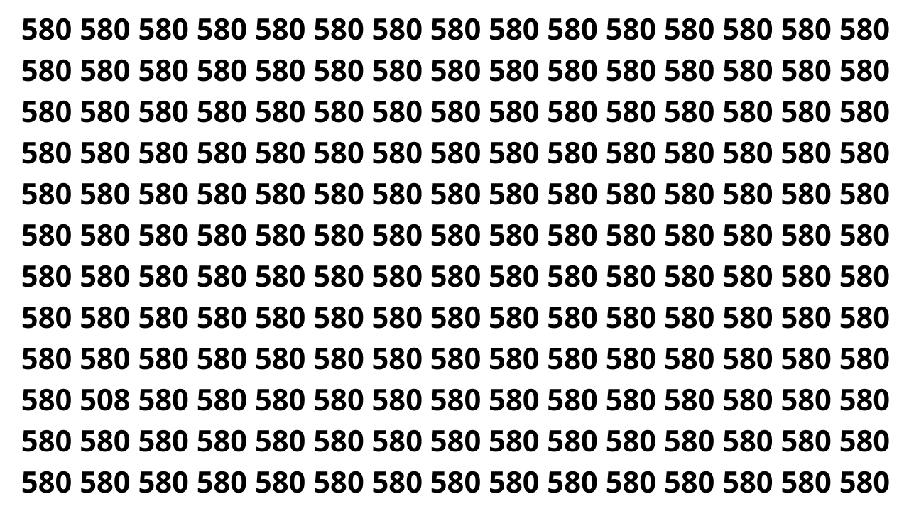 Encontre o 508 entre v&aacute;rios 580 antes que o tempo acabe