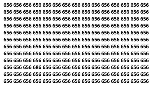 Encontre o 686 entre os números 656 em menos de 5 segundos