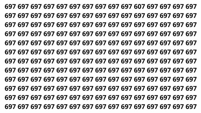 Encontre o número 607 entre os números 697 em menos de 6 segundos