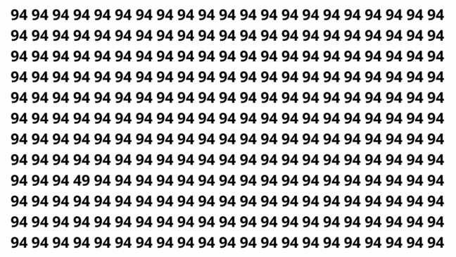 Encontre o 49 entre os números 94 em menos de 6 segundos