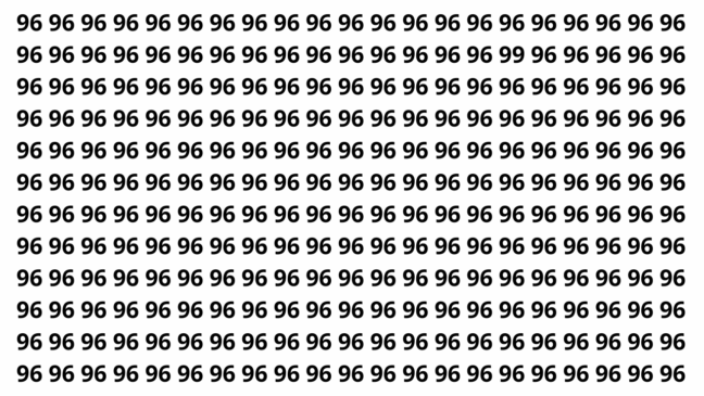 Encontre o 99 entre os números 96 em menos de 10 segundos